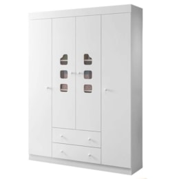 Guarda Roupa Infantil Lívia 4 Portas e 2 Gavetas Branco - Phoenix Baby   Guarda Roupa Infantil Lívia 4 Portas e 2 Gavetas Branco - Phoenix Baby