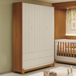 Guarda Roupa Infantil Lotus 4 Portas e 4 Gavetas Areia Fosco/Savana - Reller Móveis Guarda Roupa Infantil Lotus 4 Portas e 4 Gavetas Areia Fosco/Savana - Reller Móveis
