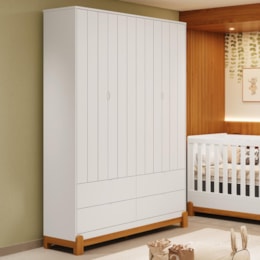 Guarda Roupa Infantil Lotus 4 Portas e 4 Gavetas Branco Fosco - Reller Móveis