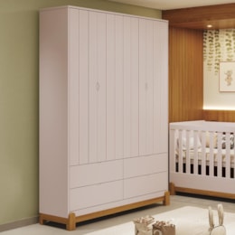 Guarda Roupa Infantil Lotus 4 Portas e 4 Gavetas Rosa Fosco - Reller Móveis Guarda Roupa Infantil Lotus 4 Portas e 4 Gavetas Rosa Fosco - Reller Móveis