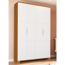 Guarda Roupa Infantil Luna 4 Portas Branco Fosco/Savana - Reller Móveis