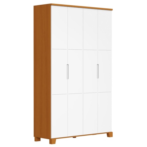Guarda Roupa Infantil Luna 4 Portas Branco Fosco/Savana - Reller Móveis