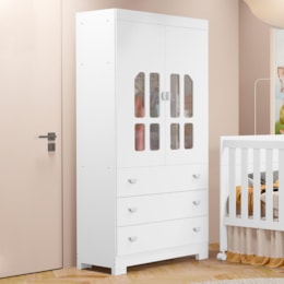 Guarda Roupa Infantil New Katatau 2 Portas e 3 Gavetas Branco Fosco - Reller Móveis