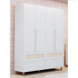 Guarda Roupa Infantil Ollie 4 Portas e 4 Gavetas Branco Fosco - Reller Móveis