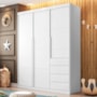 Guarda Roupa Infantil Pietra 3 Portas e 4 Gavetas Branco - PR Baby