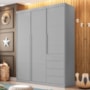 Guarda Roupa Infantil Pietra 3 Portas e 4 Gavetas Cinza - PR Baby