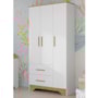Guarda Roupa Infantil Popy Retrô Plus 3 Portas e 2 Gavetas Branco Brilho/Amêndoa - Móveis Peroba