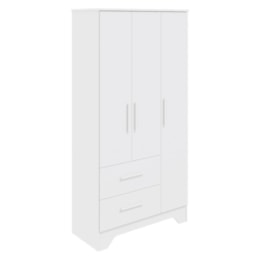 Guarda Roupa Infantil Popy Retrô Plus 3 Portas e 2 Gavetas Branco Brilho - Móveis Peroba