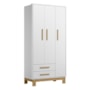 Guarda Roupa Infantil Q Encanto Slim 3 Portas e 2 Gavetas Branco Acetinado - Qmovi