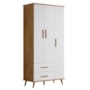Guarda Roupa Infantil Retrô Lunare 3 Portas e 2 Gavetas Nature/Branco Acetinado - Peternella Móveis 
