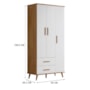 Guarda Roupa Infantil Retrô Lunare 3 Portas e 2 Gavetas Nature/Branco Acetinado - Peternella Móveis 
