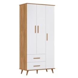 Guarda Roupa Infantil Retrô Lunare 3 Portas e 2 Gavetas Nature/Branco Acetinado - Peternella Móveis Guarda Roupa Infantil Retrô Lunare 3 Portas e 2 Gavetas Nature/Branco Acetinado - Peternella Móveis