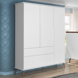 Guarda Roupa Infantil Retrô Melinda 3 Portas e 2 Gavetas Branco - Phoenix Baby Guarda Roupa Infantil Retrô Melinda 3 Portas e 2 Gavetas Branco - Phoenix Baby