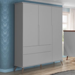 Guarda Roupa Infantil Retrô Melinda 3 Portas e 2 Gavetas Cinza - Phoenix Baby Guarda Roupa Infantil Retrô Melinda 3 Portas e 2 Gavetas Cinza - Phoenix Baby