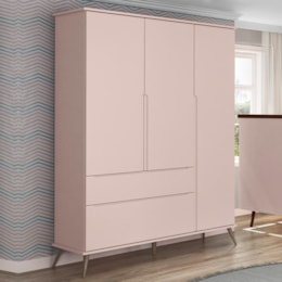 Guarda Roupa Infantil Retrô Melinda 3 Portas e 2 Gavetas Rosê - Phoenix Baby Guarda Roupa Infantil Retrô Melinda 3 Portas e 2 Gavetas Rosê - Phoenix Baby