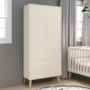 Guarda Roupa Infantil Theo 2 Portas Areia Fosco com Pés Madeira Natural - Reller Móveis