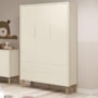 Guarda Roupa Infantil Theo 3 Portas Areia Fosco com Pés Madeira Natural - Reller Móveis