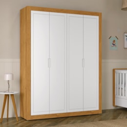 Guarda Roupa Infantil Tutto New 4 Portas Freijó/Branco Soft - Matic Móveis