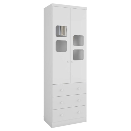 Guarda Roupa Infantil Uli New 2 Portas e 3 Gavetas Branco Brilho - Móveis Peroba