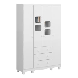Guarda Roupa Infantil Uli New 4 Portas e 3 Gavetas Branco Brilho - Móveis Peroba
