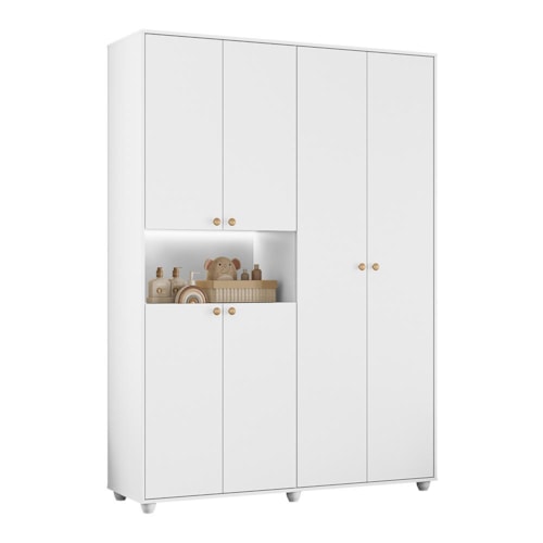 Guarda Roupa Infantil Vittoria 6 Portas e 2 Gavetas Branco - Móveis Albatroz