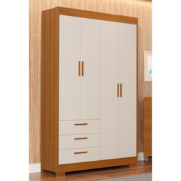 Guarda Roupa Infantil Zaki 4 Portas e 3 Gavetas Areia Fosco/Savana - Reller Móveis  Guarda Roupa Infantil Zaki 4 Portas e 3 Gavetas Areia Fosco/Savana - Reller Móveis