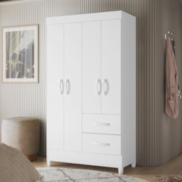 Guarda Roupa Mobi 4 Portas e 2 Gavetas Flex Branco Fosco - Móveis Albatroz Guarda Roupa Mobi 4 Portas e 2 Gavetas Flex Branco Fosco - Móveis Albatroz