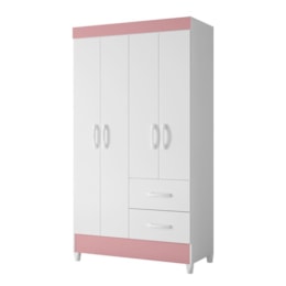 Guarda Roupa Mobi 4 Portas e 2 Gavetas Flex Branco/Rosa - Móveis Albatroz Guarda Roupa Mobi 4 Portas e 2 Gavetas Flex Branco/Rosa - Móveis Albatroz