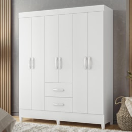 Guarda Roupa Mobi 6 Portas e 2 Gavetas Flex Branco Fosco - Móveis Albatroz Guarda Roupa Mobi 6 Portas e 2 Gavetas Flex Branco Fosco - Móveis Albatroz