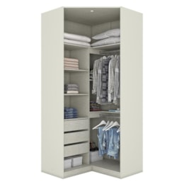 Guarda Roupa Modulado Canto Closet Seletto 2 Portas Areia com Espelho - Móveis Henn  Guarda Roupa Modulado Canto Closet Seletto 2 Portas Areia com Espelho - Móveis Henn