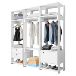 Guarda Roupa Modulado Closet Completo Titan Branco Velluto - PR Móveis Guarda Roupa Modulado Closet Completo Titan Branco Velluto - PR Móveis