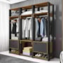 Guarda Roupa Modulado Closet Completo Titan Preto Velluto/Freijó - PR Móveis