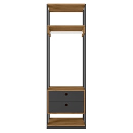 Guarda Roupa Modulado Closet Titan 2 Gavetas Preto Velluto/Freijó - PR Móveis Guarda Roupa Modulado Closet Titan 2 Gavetas Preto Velluto/Freijó - PR Móveis