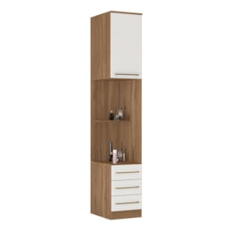 Guarda Roupa Modulado Irlanda 1 Porta com Mesa de Cabeceira Amêndola/Branco - Demartêz   Guarda Roupa Modulado Irlanda 1 Porta com Mesa de Cabeceira Amêndola/Branco - Demartêz