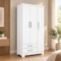 Guarda Roupa Solteiro Açaí 3 Portas e 2 Gavetas Branco - Móveis Henn