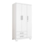 Guarda Roupa Solteiro Açaí 3 Portas e 2 Gavetas Branco - Móveis Henn
