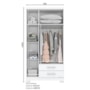 Guarda Roupa Solteiro Açaí 3 Portas e 2 Gavetas Branco - Móveis Henn