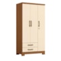 Guarda Roupa Solteiro Açaí 3 Portas e 2 Gavetas Cinamomo/Off White - Móveis Henn