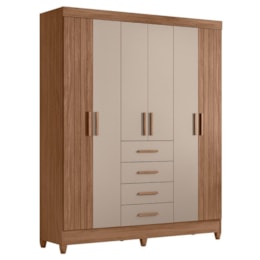 Guarda Roupa Solteiro Aruba 6 Portas e 4 Gavetas Carvalho/Fendi - Moval Guarda Roupa Solteiro Aruba 6 Portas e 4 Gavetas Carvalho/Fendi - Moval