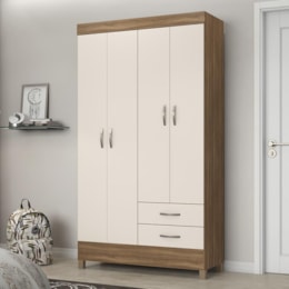 Guarda Roupa Solteiro Astro 4 Portas e 2 Gavetas Amêndola/Off White - Demóbile Guarda Roupa Solteiro Astro 4 Portas e 2 Gavetas Amêndola/Off White - Demóbile