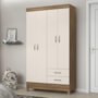 Guarda Roupa Solteiro Astro 4 Portas e 2 Gavetas Amêndola/Off White - Demóbile