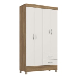 Guarda Roupa Solteiro Astro 4 Portas e 2 Gavetas Amêndola/Off White - Demóbile Guarda Roupa Solteiro Astro 4 Portas e 2 Gavetas Amêndola/Off White - Demóbile