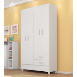 Guarda Roupa Solteiro Astro 4 Portas e 2 Gavetas Branco - Demóbile Guarda Roupa Solteiro Astro 4 Portas e 2 Gavetas Branco - Demóbile