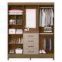 Guarda Roupa Solteiro Atenas 4 Portas e 4 Gavetas Carvalho/Fendi com Espelho - Moval