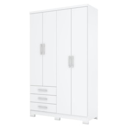 Guarda Roupa Solteiro Caju 4 Portas e 3 Gavetas Branco - Móveis Henn Guarda Roupa Solteiro Caju 4 Portas e 3 Gavetas Branco - Móveis Henn