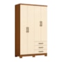 Guarda Roupa Solteiro Caju 4 Portas e 3 Gavetas Cinamomo/Off White - Móveis Henn