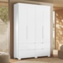 Guarda Roupa Solteiro Doble 4 Portas e 4 Gavetas Flex Branco/Freijó - Móveis Albatroz