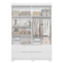 Guarda Roupa Solteiro Doble 4 Portas e 4 Gavetas Flex Branco/Freijó - Móveis Albatroz