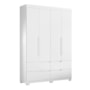 Guarda Roupa Solteiro Doble 4 Portas e 4 Gavetas Flex Branco/Freijó - Móveis Albatroz