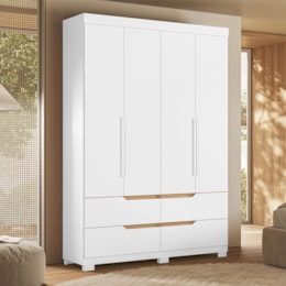 Guarda Roupa Solteiro Doble 4 Portas e 4 Gavetas Flex Freijó/Branco - Móveis Albatroz
